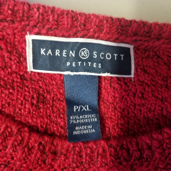 Karen Scott Petites Red and Black Sweater Size XLP - Picture 5 of 5